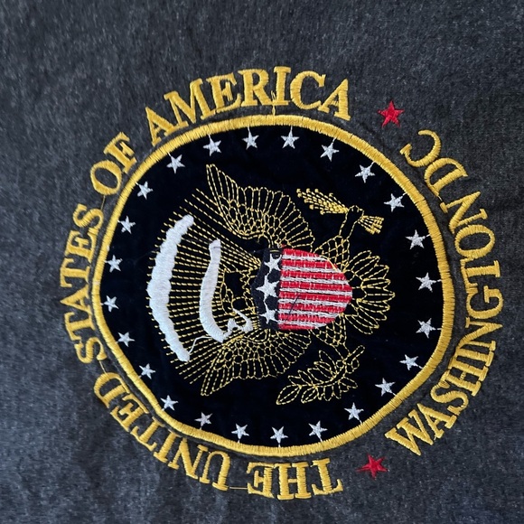 Vintage USA T-Shirt Men’s Large Graphic Washington DC USA Embroidered Seal Gray - Picture 1 of 7